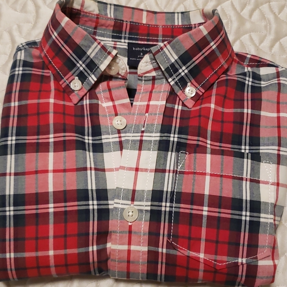 🔶️5 for $30🔶️ babyGap | Plaid button down shirt - Picture 3 of 4